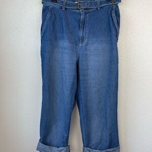 Pre-Owed Liz Claiborne Cropped Jeans with Built in Belt Size 10